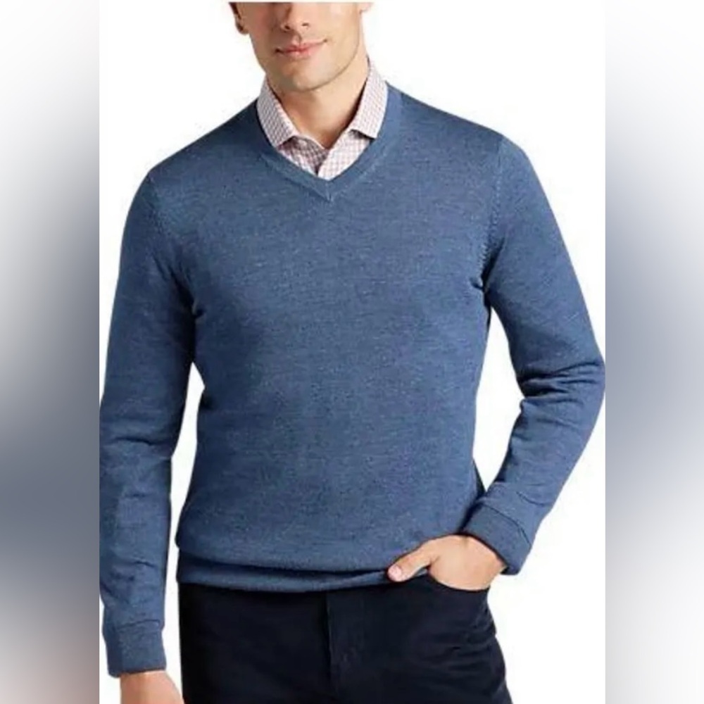 Joseph Abboud Men’s Sweater Wool Classic Blue V-Neck Pullover Size XL